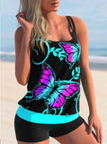 Double Straps  Printed  Tankini Set