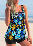 Double Straps Floral Print Tankini Set