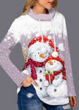 Snowman Print Cowl Neck Sweatshirt