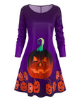 Halloween Pumpkin Print Dress