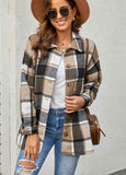 Plaid Print Buttoned Blouse Outerwear