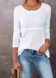 Knited Round Neck Long Sleeve T-shirt