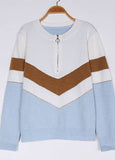 Striped Pullover Zipper Sweater