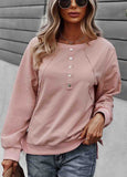 Pullover  Button  Solid Sweatshirt