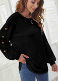 Decorative Button Long Sleeve T Shirt