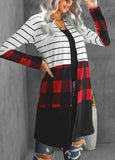 Colorblock Plaid  Striped  Printed Cardigan