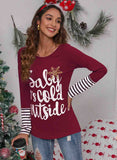 Christmas Lettered Print Crew Neck T-shirt