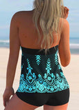 Print Colorful Tie Side Tankini Set