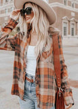 Plaid Lapel Long Sleeve Blouse