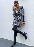 Printed Hooded Knitted Cardigan Coat