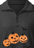 Halloween Pumpkin Zipper Stand Collar Sweatshirt