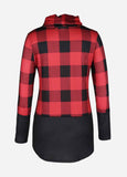 Plaid Drawstring Detail Long Sleeve Sweatshirt