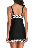 Drawstring Detail Ruched Plunging Neck Swimdress and Panty