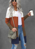 Colorblock Longline Pocketed  Cardigan