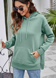 Split Solid Long Sleeve Fleece  Hoodie