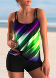 Tie Dyed Rainbow Printed  Tankini Set