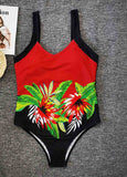 Leaf Printed One-Piece Swimsuit