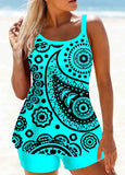 Paisley Print Purple Wide Strap Tankini Set