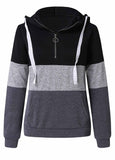 Quarter Zip  Stitching Contrast Hoodie