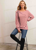 Solid Button Lapel Knit Sweater