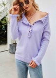 Pullover Button Crew Neck Sweater