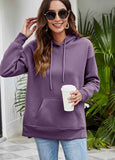 Split Solid Long Sleeve Fleece  Hoodie