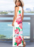 Floral Print Slit Sleeveless Maxi Dress