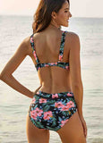 Floral Printed High Waist Bikini Set