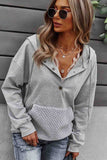 Solid Hooded Pocket Long Sleeve Sweatshirt