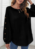 Decorative Button Long Sleeve T Shirt