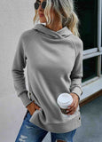 Solid  Button  Pullover Hoodie