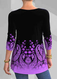 Paisley Print Lace Patchwork T Shirt