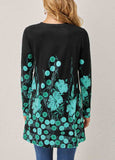 Floral Print Lace Stitching Long Sleeve T Shirt