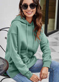 Split Solid Long Sleeve Fleece  Hoodie