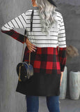 Colorblock Plaid  Striped  Printed Cardigan