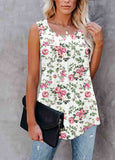 Floral Print Round  Neck  Tank Top