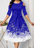 Off Shoulder Snowflake Print Dress