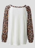 Button Waffle Patchwork Leopard Print sweater