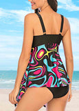 Asymmetric Hem Double Straps Swimdress and Panty