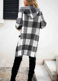 Plaid Pattern Open Front Pocket Cardigan