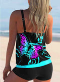 Double Straps  Printed  Tankini Set