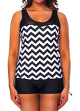 Wave Striped Wide Strap Tankini Set