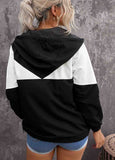 Color Block Zipper Long Sleeve  Pocket Hoodie