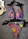 Knotted Floral Bikinis Set Swimwear