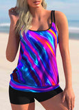 Tie Dyed Back Shirred Tankini Set