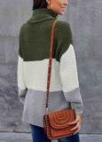 Turtleneck Color Block Pullover Sweater