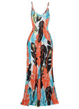 Leaf Print Pocket Design Maxi Dress - soofoom.com