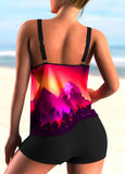 Printed Spaghetti Strap Tankini Set