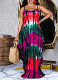 Tie Dye Print Spaghetti Strap Maxi Dress