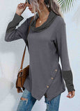 Knit Button Pullover Patchwork Sweatshirt